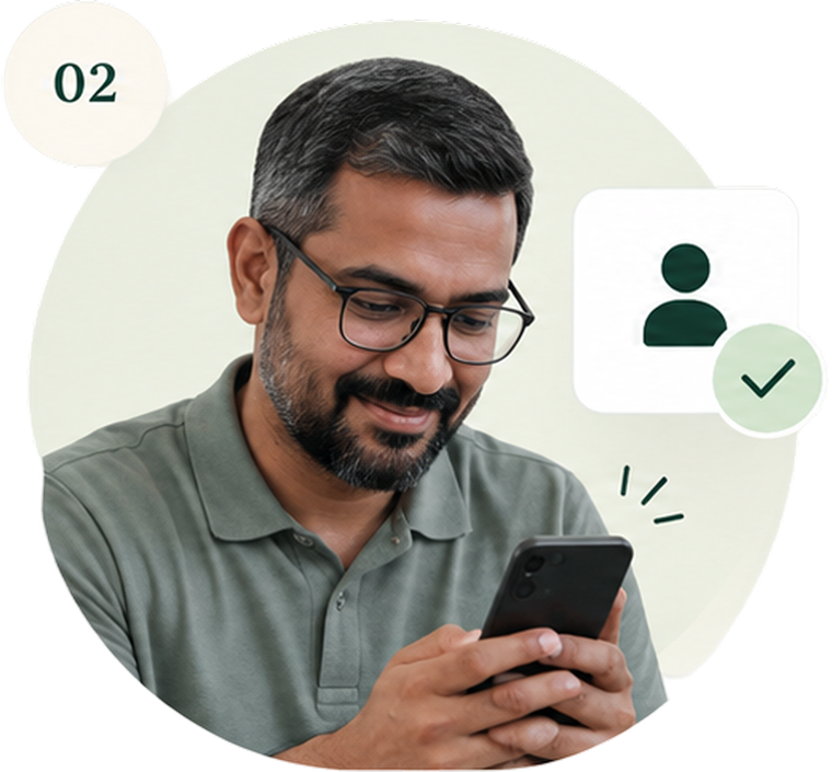 A man accepting a trusted-person invitation on his phone