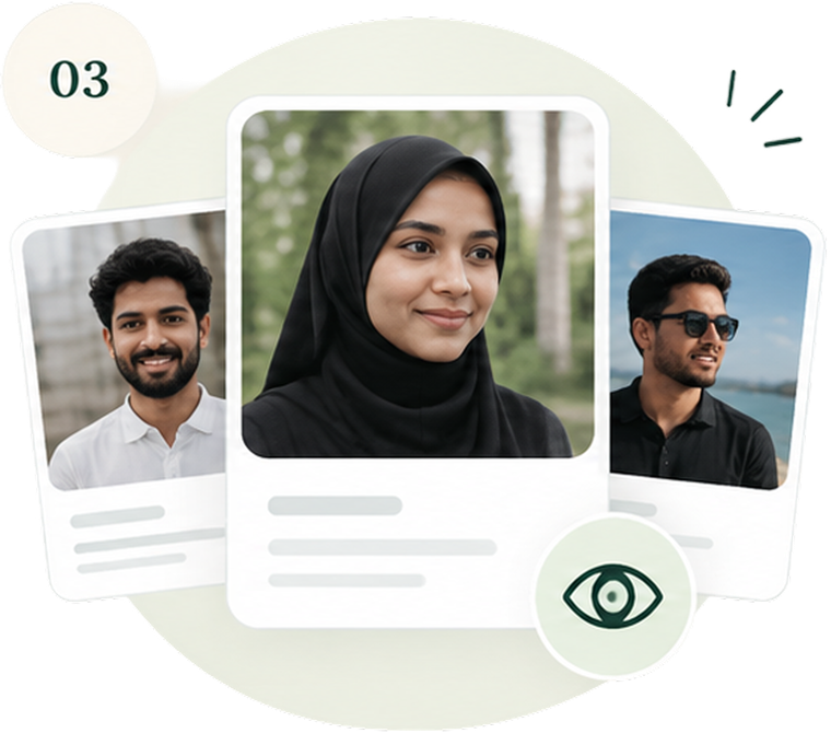 Verified profile cards as a trusted person sees them